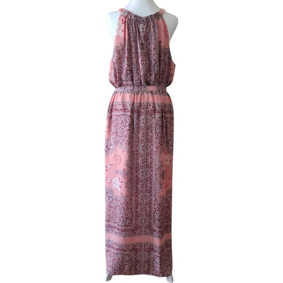 New York & Co. Pink Floral & Paisley Halter Maxi Dress, XL, Boho Summer Feminine - Picture 3 of 13